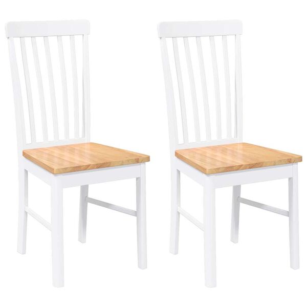 vidaXL 2 db fehér tömörfa gumiból készült étkezőszékek