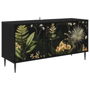 vidaXL TV szekr&eacute;ny RHENEN 102 x 33 x 51 cm Fekete T&ouml;lgy Szerelt Fa