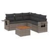 vidaXL 6 r&eacute;szes sz&uuml;rke polyrattan kerti &uuml;lőgarnit&uacute;ra p&aacute;rn&aacute;kkal