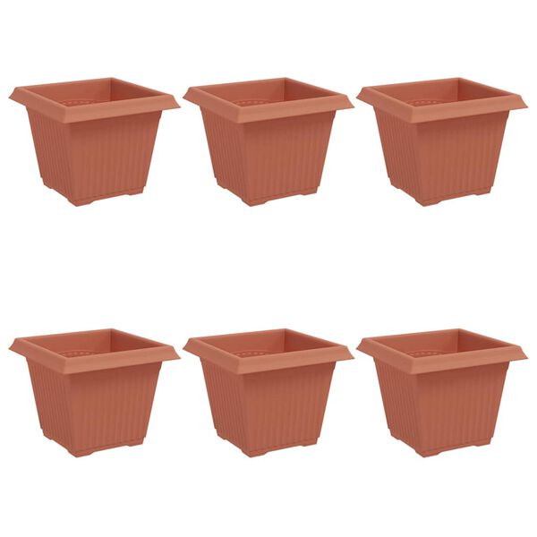vidaXL N&eacute;gyzet Vir&aacute;gcser&eacute;p 6 pcs T&eacute;gla V&ouml;r&ouml;s 20 x 20 x 16 cm Műanyag