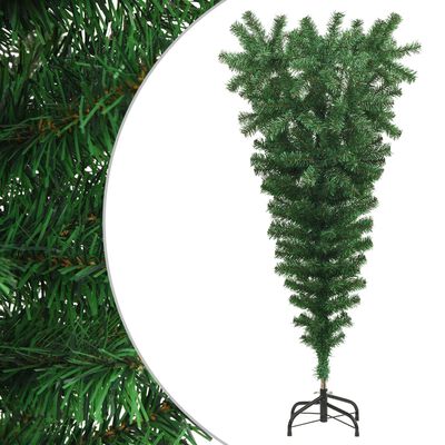 vidaXL zöld fejjel lefelé fordított műkarácsonyfa állvánnyal 120 cm