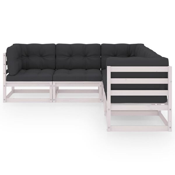 vidaXL 5 r&eacute;szes t&ouml;m&ouml;r fenyőfa kerti &uuml;lőgarnit&uacute;ra p&aacute;rn&aacute;val