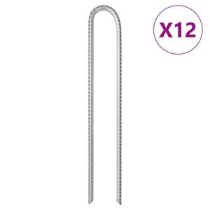 vidaXL 12 db U-alak&uacute; horganyzott ac&eacute;l s&aacute;torc&ouml;vek 37 cm &Oslash;10 mm