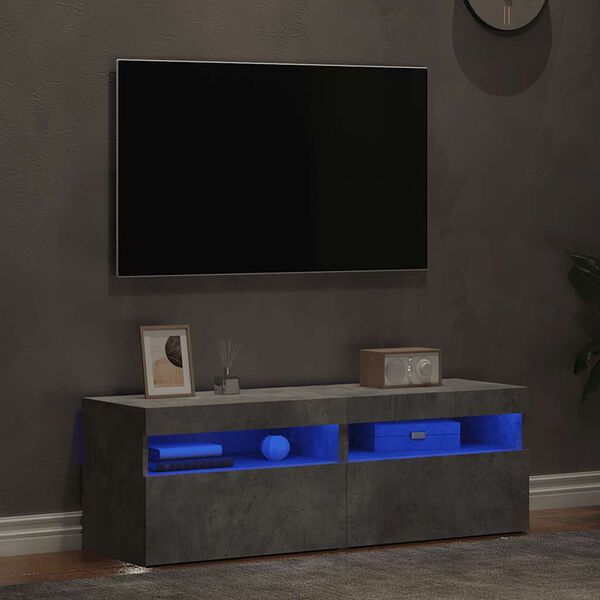 vidaXL 2 db betonszürke TV-szekrény LED-lámpákkal 60 x 35 x 40 cm