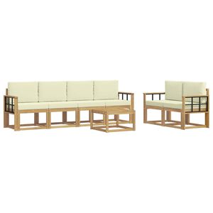 vidaXL K&uuml;lt&eacute;ri kanap&eacute; szett p&aacute;rn&aacute;val 7 pcs Feh&eacute;r &eacute;s Kr&eacute;m sz&iacute;nű