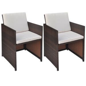 vidaXL 2 db barna polyrattan kerti sz&eacute;k h&aacute;t- &eacute;s &uuml;lőp&aacute;rn&aacute;val