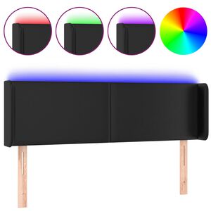 vidaXL fekete műbőr LED-es fejt&aacute;mla 147 x 16 x 78/88 cm