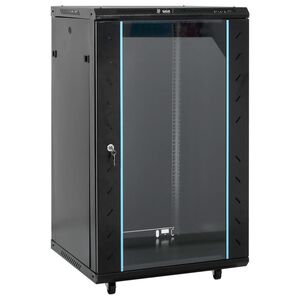 vidaXL fekete 18U h&aacute;l&oacute;zati szekr&eacute;ny 19" IP20 60 x 60 x 100 cm