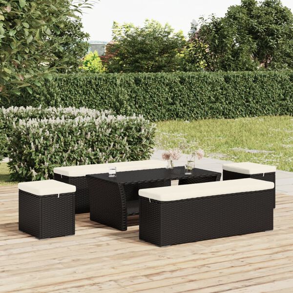 vidaXL fekete polyrattan zs&aacute;moly p&aacute;rn&aacute;val 40 x 30 x 40 cm