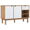 vidaXL OTTA barna &eacute;s feh&eacute;r t&ouml;m&ouml;r fenyőfa t&aacute;lal&oacute;szekr&eacute;ny 114x43x73,5 cm