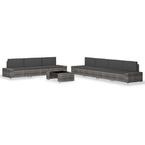 vidaXL 8 r&eacute;szes sz&uuml;rke polyrattan kerti &uuml;lőgarnit&uacute;ra