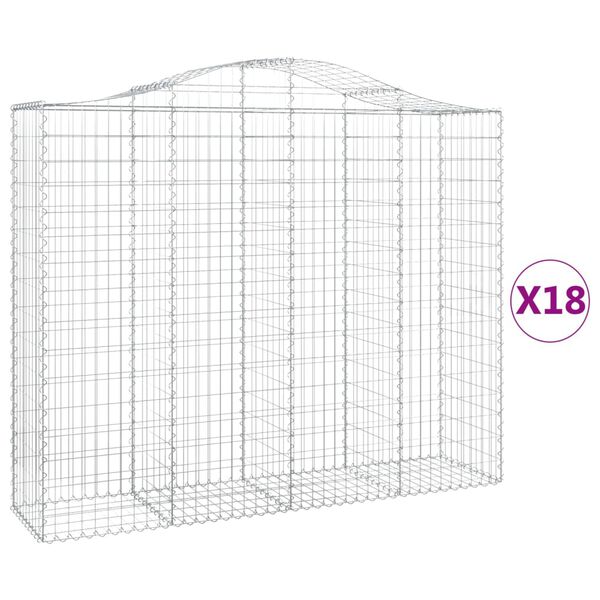 vidaXL 18 db &iacute;ves horganyzott vas gabion kos&aacute;r 200x50x160/180 cm