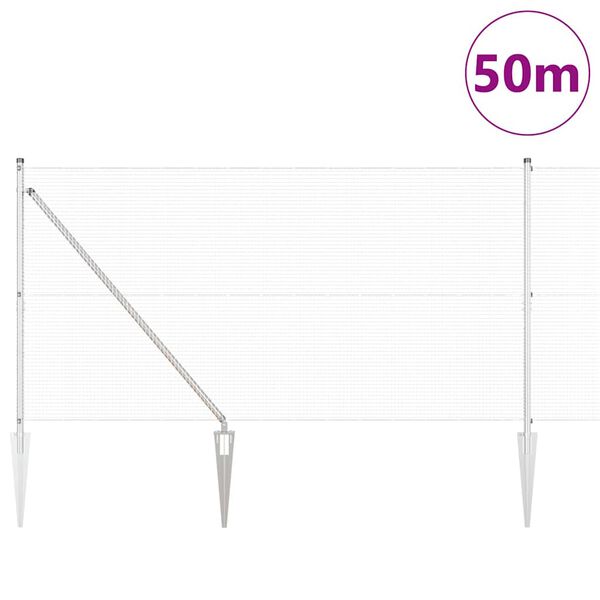 vidaXL Ker&iacute;t&eacute;soszlop Ez&uuml;st 50 x 1,4 m (16 x 16 mm-es h&aacute;l&oacute;) Ac&eacute;l