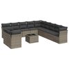 vidaXL 12 r&eacute;szes sz&uuml;rke polyrattan kerti &uuml;lőgarnit&uacute;ra p&aacute;rn&aacute;kkal