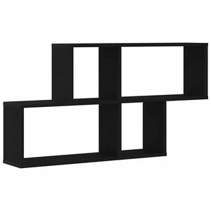vidaXL Falpolc polcokkal Fekete t&ouml;lgy 76 x 15 x 53 cm Faanyag