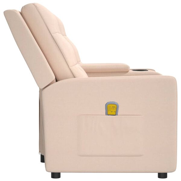 vidaXL 2 személyes krém dönthető masszázsfotel pohártartóval