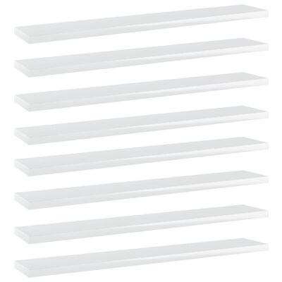 vidaXL 8 db magasfényű fehér forgácslap könyvespolc 60 x 10 x 1,5 cm