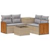 vidaXL Kanap&eacute; Szett 6 db Beige &eacute;s Vil&aacute;gossz&uuml;rke Poli rattan &eacute;s ac&eacute;l