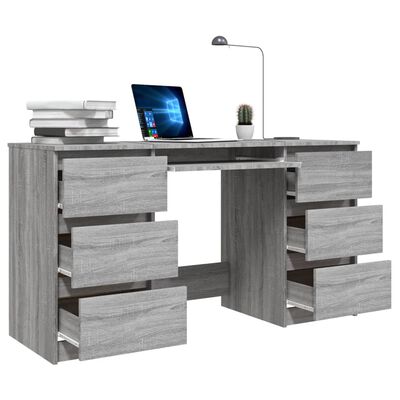 vidaXL szürke sonoma színű szerelt fa íróasztal 140 x 50 x 77 cm