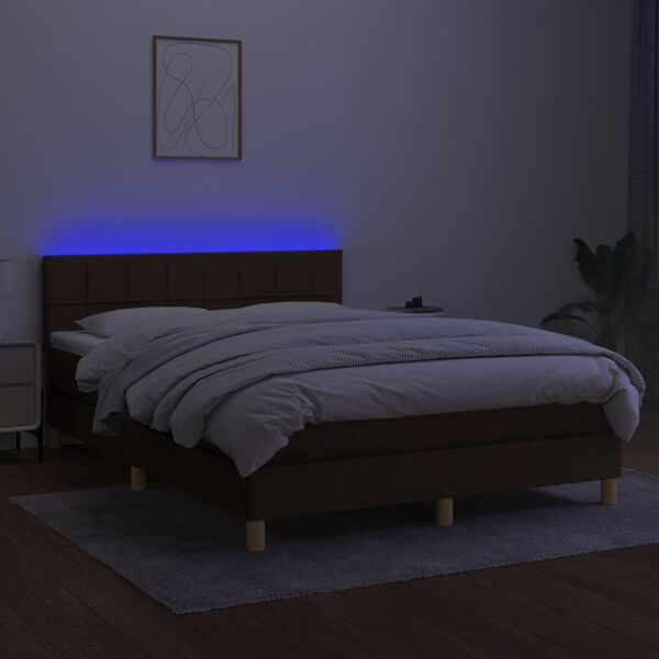 vidaXL barna sz&ouml;vet rug&oacute;s &eacute;s LED-es &aacute;gy matraccal 140x190 cm