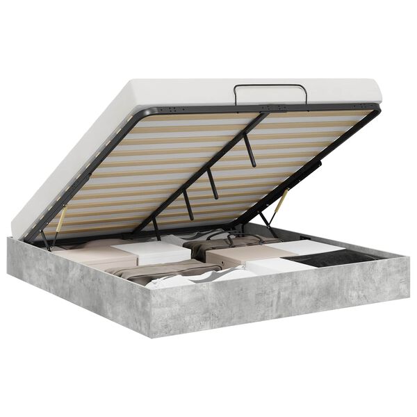 vidaXL Ottom&aacute;n &Aacute;gykeret t&aacute;rol&oacute;val Beton Sz&uuml;rke 160 x 200 cm Faanyag