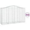 vidaXL 50 db íves horganyzott vas gabion kosár 200x50x120/140 cm