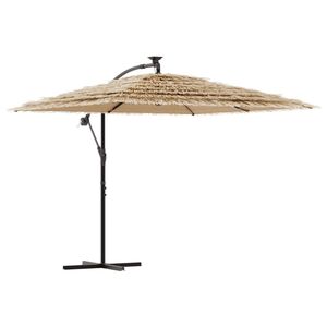 vidaXL barna kerti napernyő LED-del &eacute;s ac&eacute;l r&uacute;ddal 246 x 246 x 230 cm