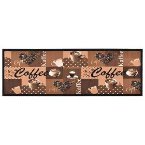 vidaXL barna k&aacute;v&eacute;mint&aacute;s moshat&oacute; konyhai szőnyeg 45 x 150 cm