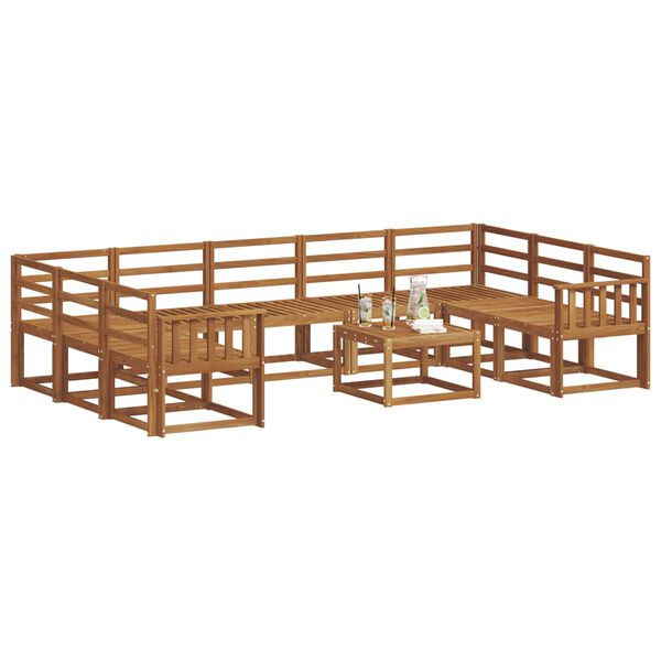 vidaXL K&uuml;lt&eacute;ri kanap&eacute; szett 10 pcs Term&eacute;szetes T&ouml;m&ouml;r Ak&aacute;cfa