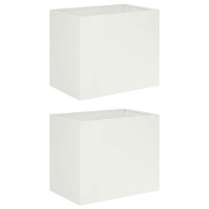 vidaXL Kerti cser&eacute;p 2 db Feh&eacute;r 60 x 40 x 50 cm Hidegen hengerelt ac&eacute;l