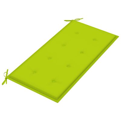 vidaXL tömör tíkfa kerti pad élénkzöld párnával 112 cm