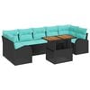 vidaXL Kerti Kanap&eacute; Szett t&aacute;rol&oacute;val 8 pcs Fekete Poli rattan