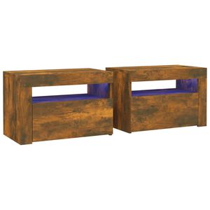 vidaXL 2 db f&uuml;st&ouml;s t&ouml;lgy sz&iacute;nű &eacute;jjeliszekr&eacute;ny LED-ekkel 60x35x40 cm