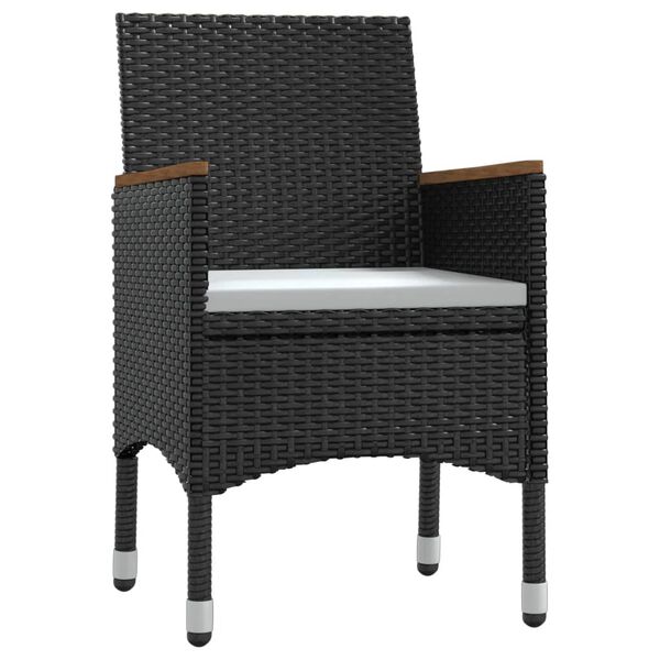 vidaXL 7 részes fekete kerti étkezőgarnitúra párnákkal