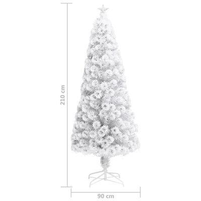 vidaXL fehér száloptikás megvilágított műkarácsonyfa 210 cm