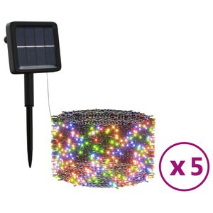 vidaXL 5 db 5x200 LED-es sz&iacute;nes bel-/k&uuml;lt&eacute;ri napelemes f&eacute;nyf&uuml;z&eacute;r