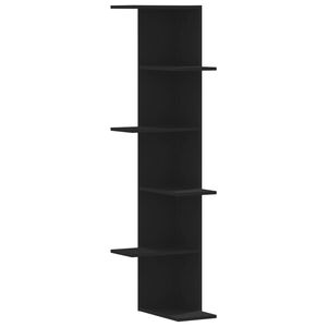 vidaXL fekete szerelt fa fali sarokpolc 36,5 x 36,5 x 140 cm