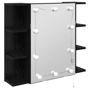 vidaXL T&uuml;k&ouml;rszekr&eacute;ny Fekete t&ouml;lgy 70 x 16,5 x 60 cm Szerelt Fa