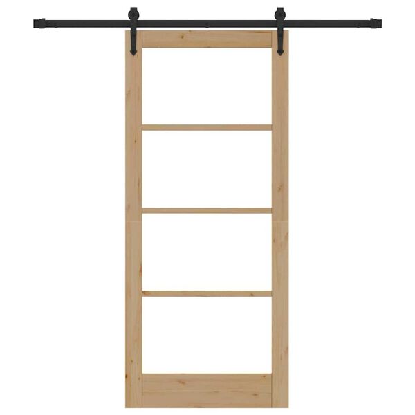 vidaXL Cs&uacute;sz&oacute; ajt&oacute; Term&eacute;szetes 86 x 198,5 cm T&ouml;m&ouml;r fenyőfa &eacute;s &uuml;veg