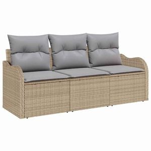 vidaXL Kerti Kanap&eacute; Szett t&aacute;rol&oacute;val 3 pcs B&eacute;zs Poli rattan