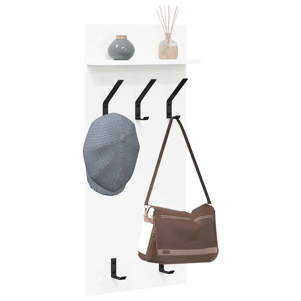 vidaXL Fali Kab&aacute;thorog polcokkal Feh&eacute;r 40 x 10 x 90 cm Faanyag