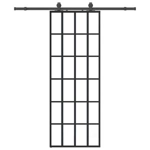 vidaXL fekete ESG &uuml;veg tol&oacute;ajt&oacute; f&eacute;mszerelv&eacute;ny-szettel 76x205 cm
