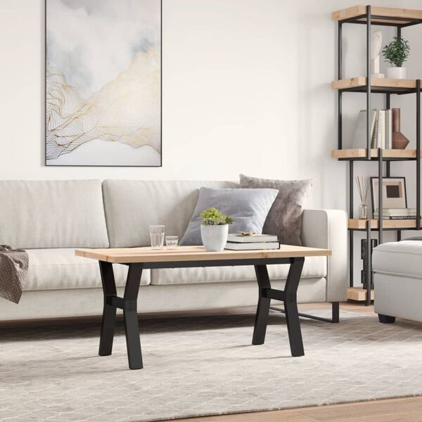 vidaXL t&ouml;m&ouml;r fenyőfa &eacute;s ac&eacute;l Y-v&aacute;z&uacute; doh&aacute;nyz&oacute;asztal 100x50x45,5 cm