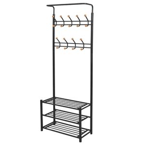 vidaXL Fekete ruha&aacute;llv&aacute;ny cipőt&aacute;rol&oacute;val 68x32x182,5 cm