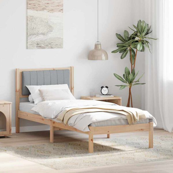 vidaXL Ágykeret Kárpitozott Fejtámlával Világosszürke 75 x 190 cm