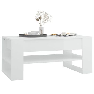 vidaXL magasfényű fehér szerelt fa dohányzóasztal 102 x 55 x 45 cm