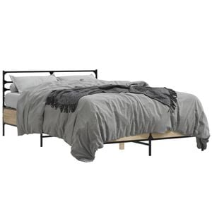 vidaXL sonoma t&ouml;lgysz&iacute;nű szerelt fa &eacute;s f&eacute;m &aacute;gykeret 120 x 200 cm