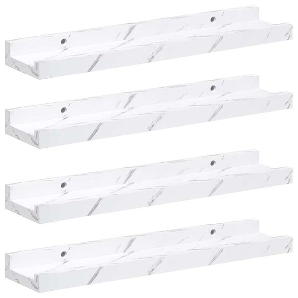 vidaXL Falpolc polcokkal 4 pcs Feh&eacute;r m&aacute;rv&aacute;ny 40 x 9 x 3 cm Faanyag