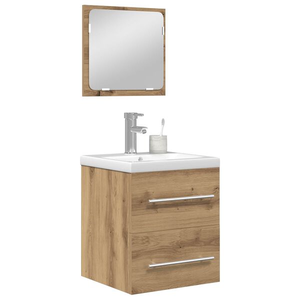 vidaXL F&uuml;rdőszoba b&uacute;tor szett fi&oacute;kkal 2 pcs Artisan t&ouml;lgy Faanyag