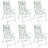 vidaXL 6 db levélmintás oxford szövet magas háttámlájú székpárna